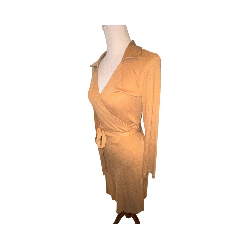 Vintage 90s ABS Allen Schwartz Wool Angora Wrap Dress Size Medium - Picture 10 of 13